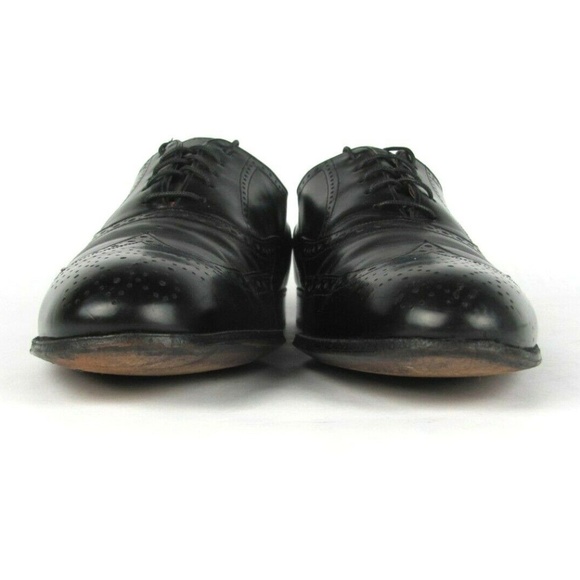 Chaussures De Costume Vintage Florsheim Wingtip Oxford - Cuir Noir - Taille 9.5 B (US Men) - Occasion Excellente